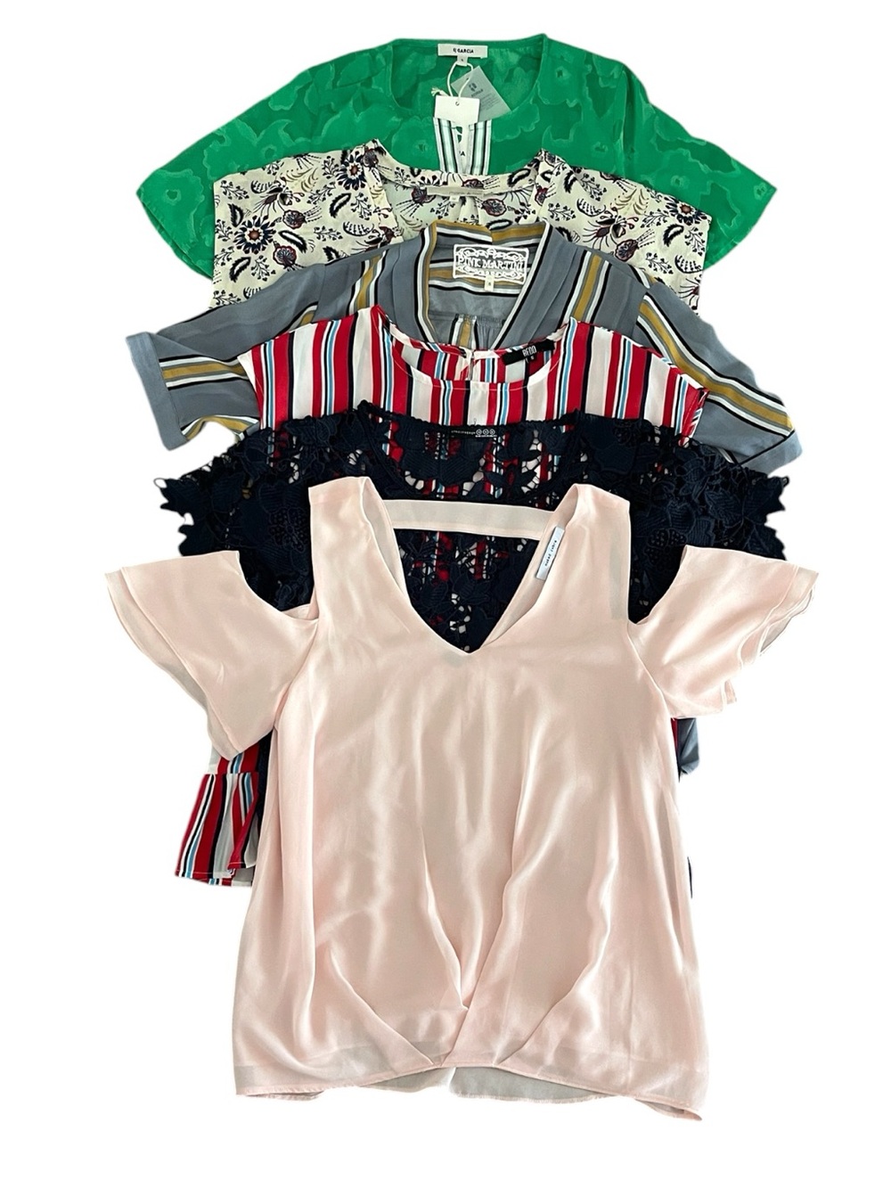 Bundle of 6 Short/Cap Sleeve Cold Shoulder Blouses Tops (S)